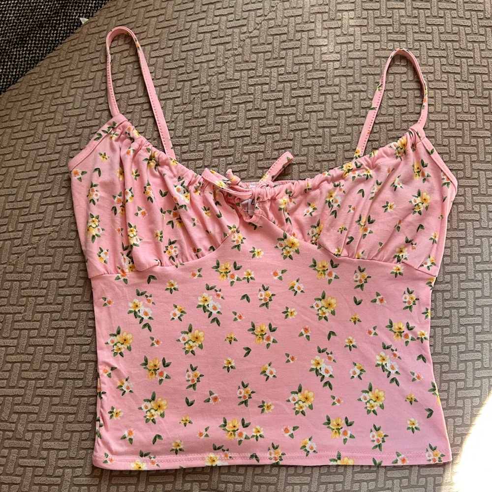 Olivia Rae Pink Tie Front Fitted Camisole